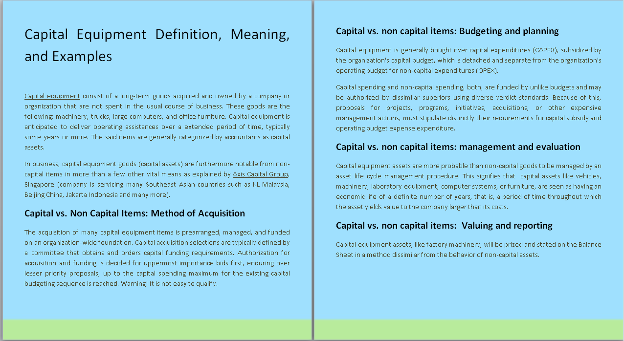 Capital Goods Examples