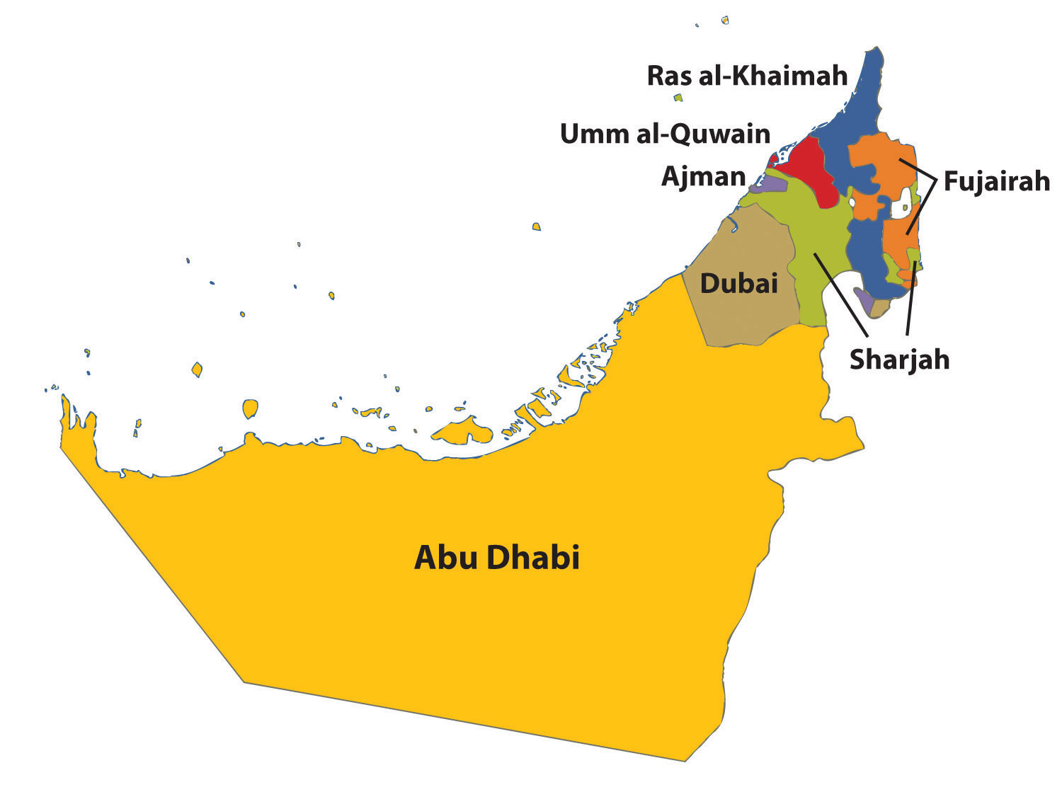 Abu Dhabi In Uae Map The Uae Map