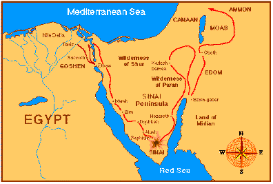 Exodus Journey To The Promised Land Map The Israelite Journey From Mt. Sinai To Canaan